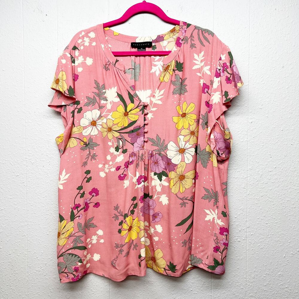 Sanctuary Floral Top Womens 1X Cottage Garden Casual Party Workwear Feminine